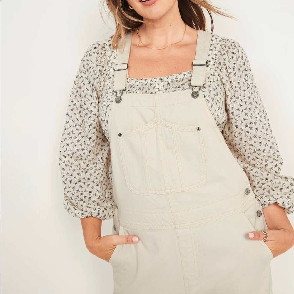 Slouchy Straight Ecru-Wash Workwear Jean Overalls for Women